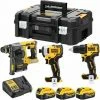 Dewalt Akku-Kombopack DCK377P3T-QW 18 V, Bohrschrauber, Schlagschrauber, Kombihammer SDS-plus, 3 Akkus 5 Ah, Ladegerät, 2 Stück TSTAK-Box II