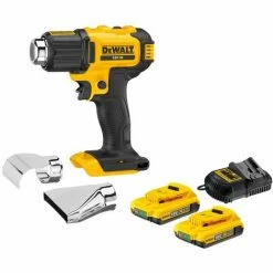 DeWALT Akku-Heißluftpistole DCE530D2-QW 18 V 2 Ah - Komplett Set - Inkl. 2x Akkus, Ladegerät, Flächendüse, Reflektordüse