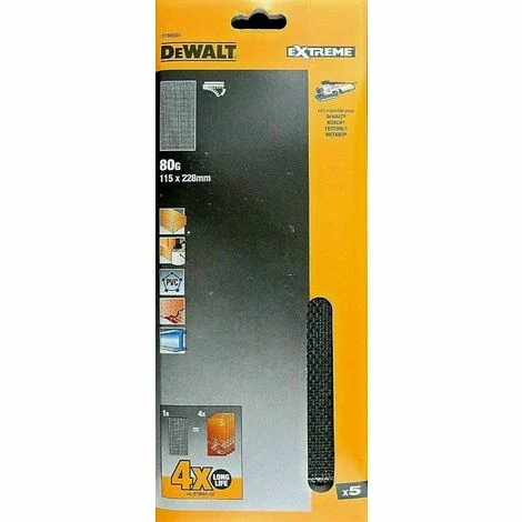 5 Bogen DeWalt Schleifstreifen 115x228mm 80G Schleifgitter/ Klettfix DTM8551 5 Bogen DeWalt Schleifstreifen 115x228mm 80G Schleifgitter/ Klettfix DTM8551 -DEWALT Shop 35030217 1