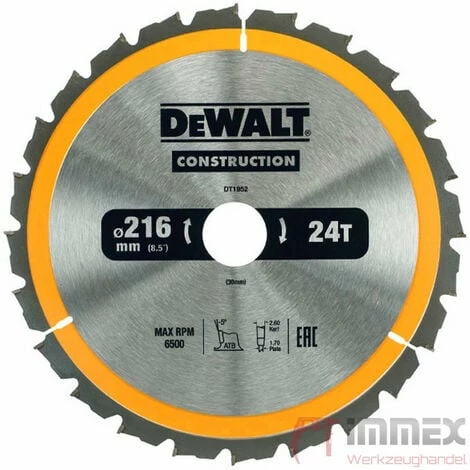 DeWALT Sägeblatt 216x30 24Zahn DT1952 DeWALT Sägeblatt 216x30 24Zahn DT1952 -DEWALT Shop 36002869 1