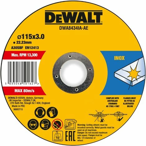 DeWALT Trennscheibe 115x3x22,23 mm Metall - DWA8434IA-AE DeWALT Trennscheibe 115x3x22,23 Mm Metall - DWA8434IA-AE -DEWALT Shop 64907666 1