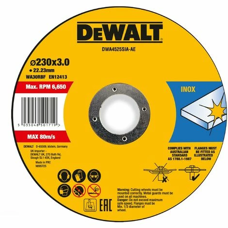 DeWALT Trennscheibe 230x3x22,23 mm Inox - DWA4525SIA-AE DeWALT Trennscheibe 230x3x22,23 Mm Inox - DWA4525SIA-AE -DEWALT Shop 64907667 1