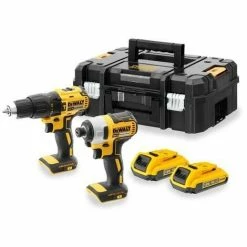 DEWALT ? 18 V XR BÜRSTENLOSER BOHRER UND SCHLAGSCHRAUBER PAKET ? DCK2060D2T-QW ? GELIEFERT MIT 1 TSTAK BOX + 2 18 V XR 2 BATTERI
