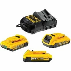 DeWALT Akku-Kit DCB115D3-QW - Set Inklusive 3 X 18 V / 2 Ah + DCB 115 Schnell-Ladegerät - Das Leistungsstarke Starter-Kit Für Profis